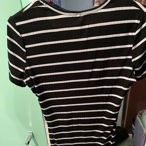 Black Dress with White Stipes